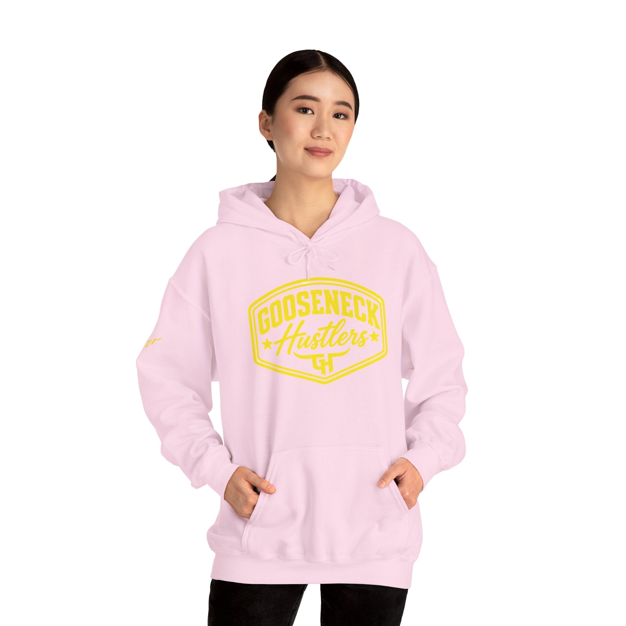 Gooseneck Hustlers Script Logo Hoodie | White Pullover Sweatshirt