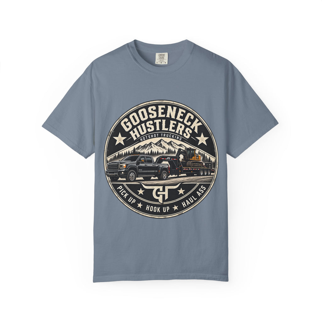 Gooseneck Hustlers Pickup Truck T-Shirt | Mountain Tow Haul Graphic