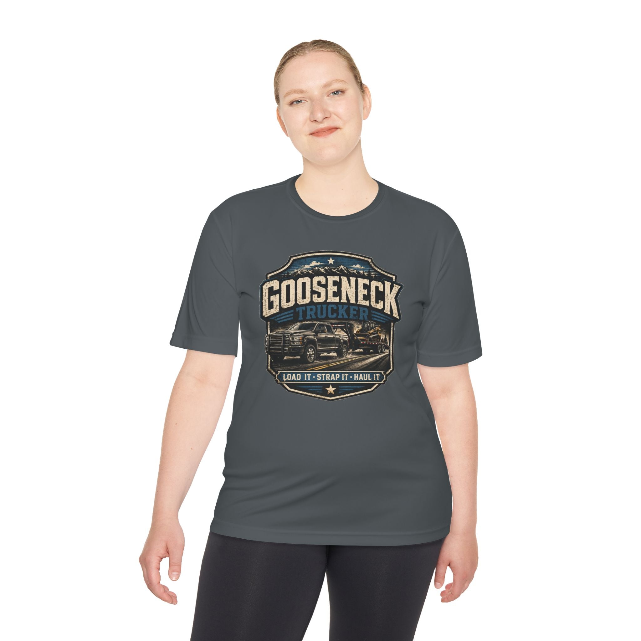 Gooseneck Trucker Tee — 'Gooseneck Trucker: Load It • Strap It • Haul It' Moisture‑Wicking Shirt