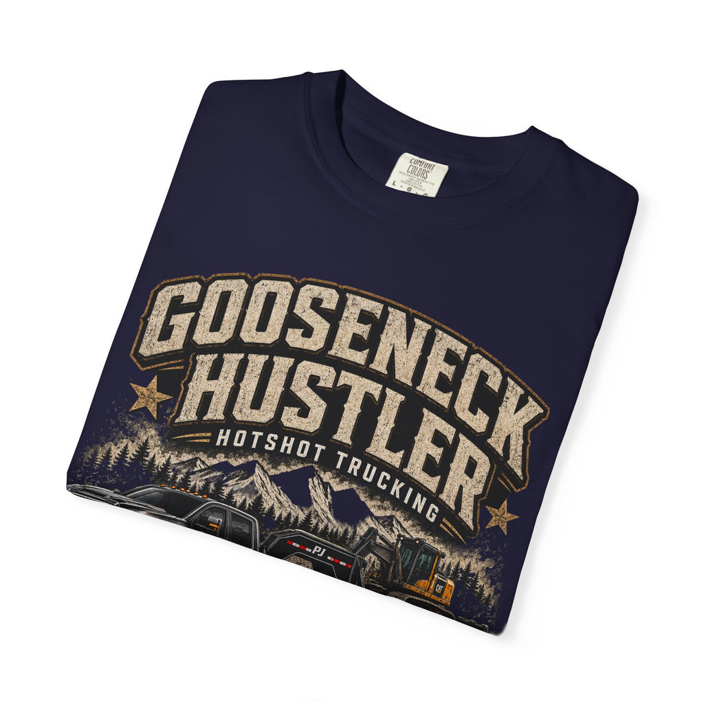 Gooseneck Hustler Trucking T-Shirt — Vintage Semi Truck & Hauler Tee