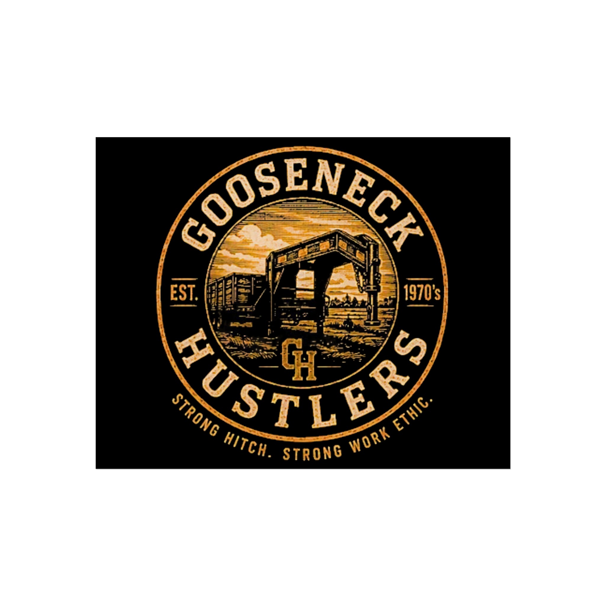 Gooseneck Hustlers Distressed Crane Logo Poster