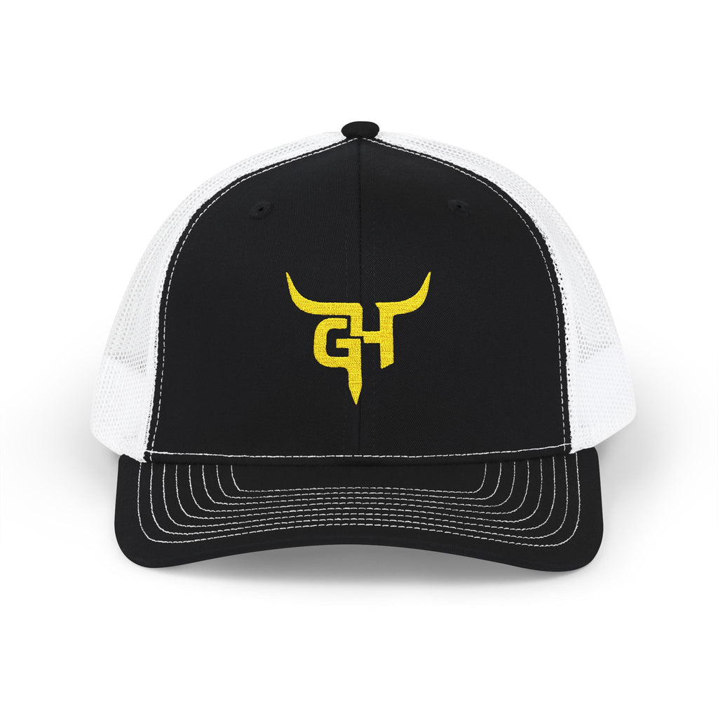Yellow Longhorn Logo Snapback Trucker Cap | Embroidered Mesh Hat
