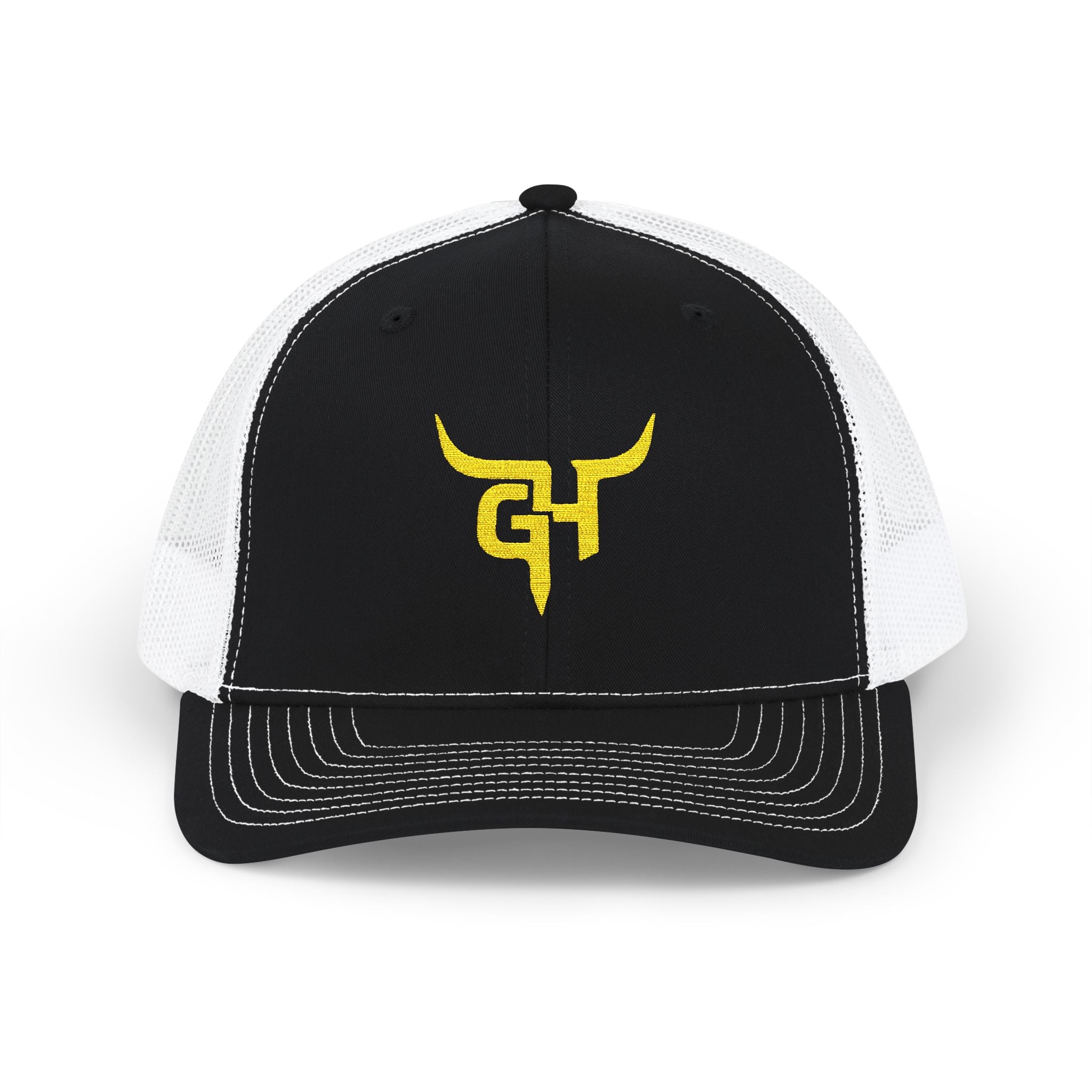 Yellow Longhorn Logo Snapback Trucker Cap | Embroidered Mesh Hat