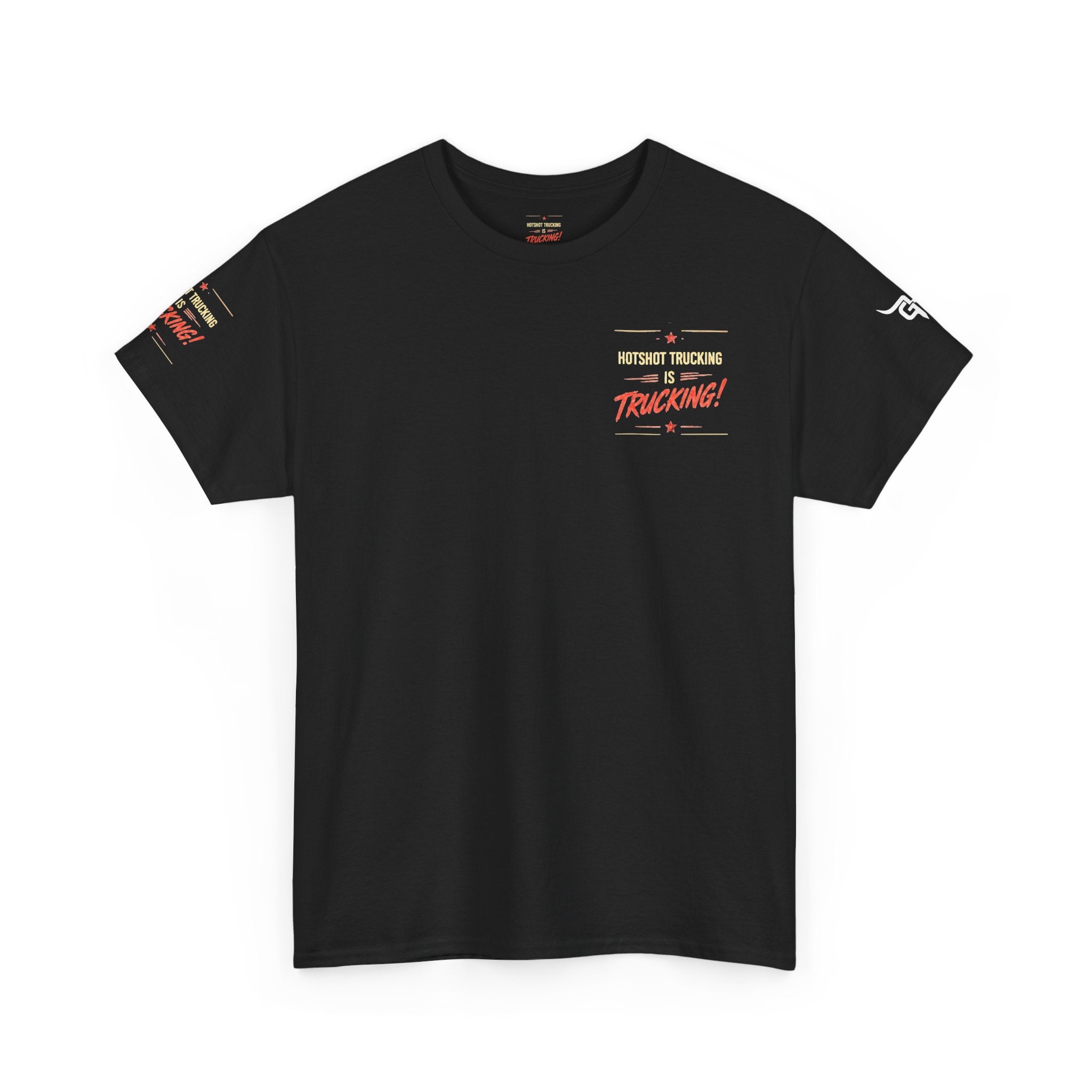 Hotshot Trucking T‑Shirt — American Flag Big Rig Tee (‘Hotshot Trucking Is Trucking!’)