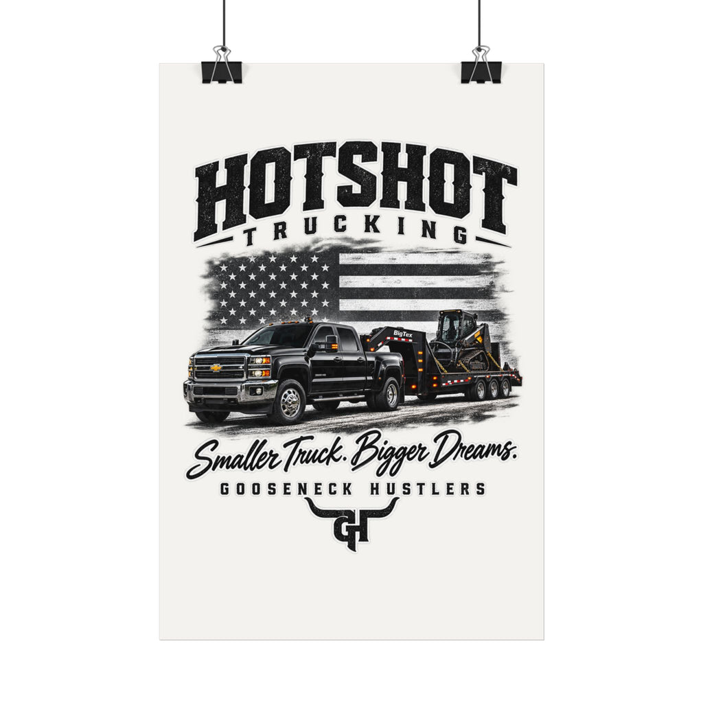 Hotshot Trucking Satin Poster | Gooseneck Tow Truck, American Flag