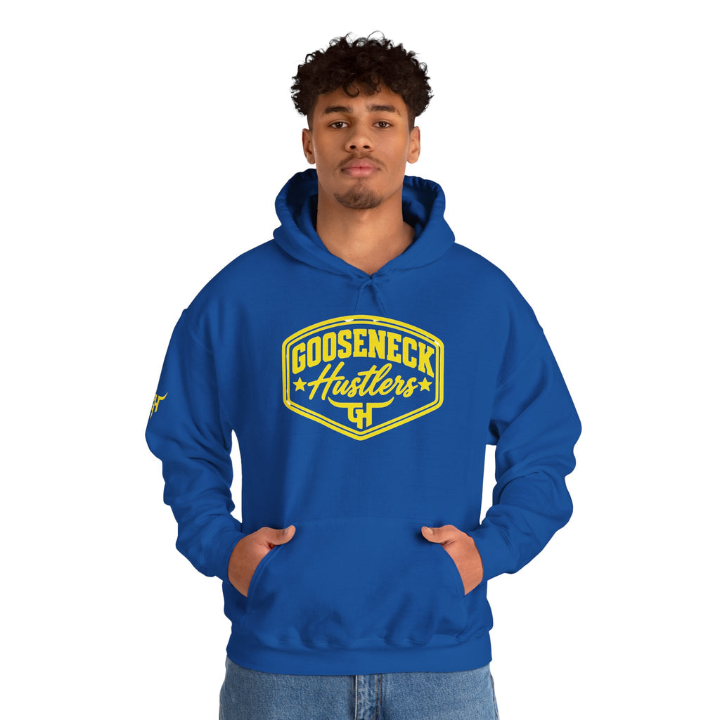 Gooseneck Hustlers Script Logo Hoodie | White Pullover Sweatshirt