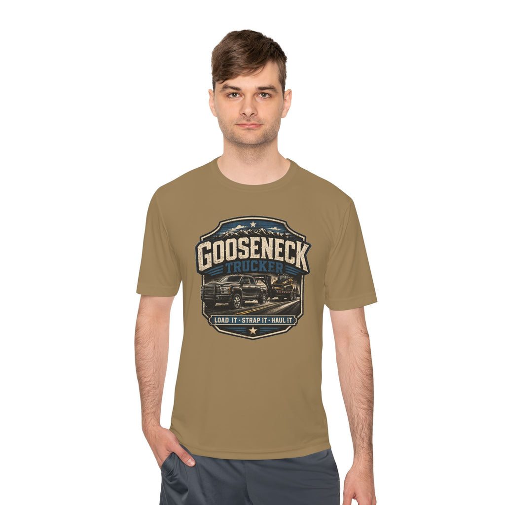 Gooseneck Trucker Tee — 'Gooseneck Trucker: Load It • Strap It • Haul It' Moisture‑Wicking Shirt