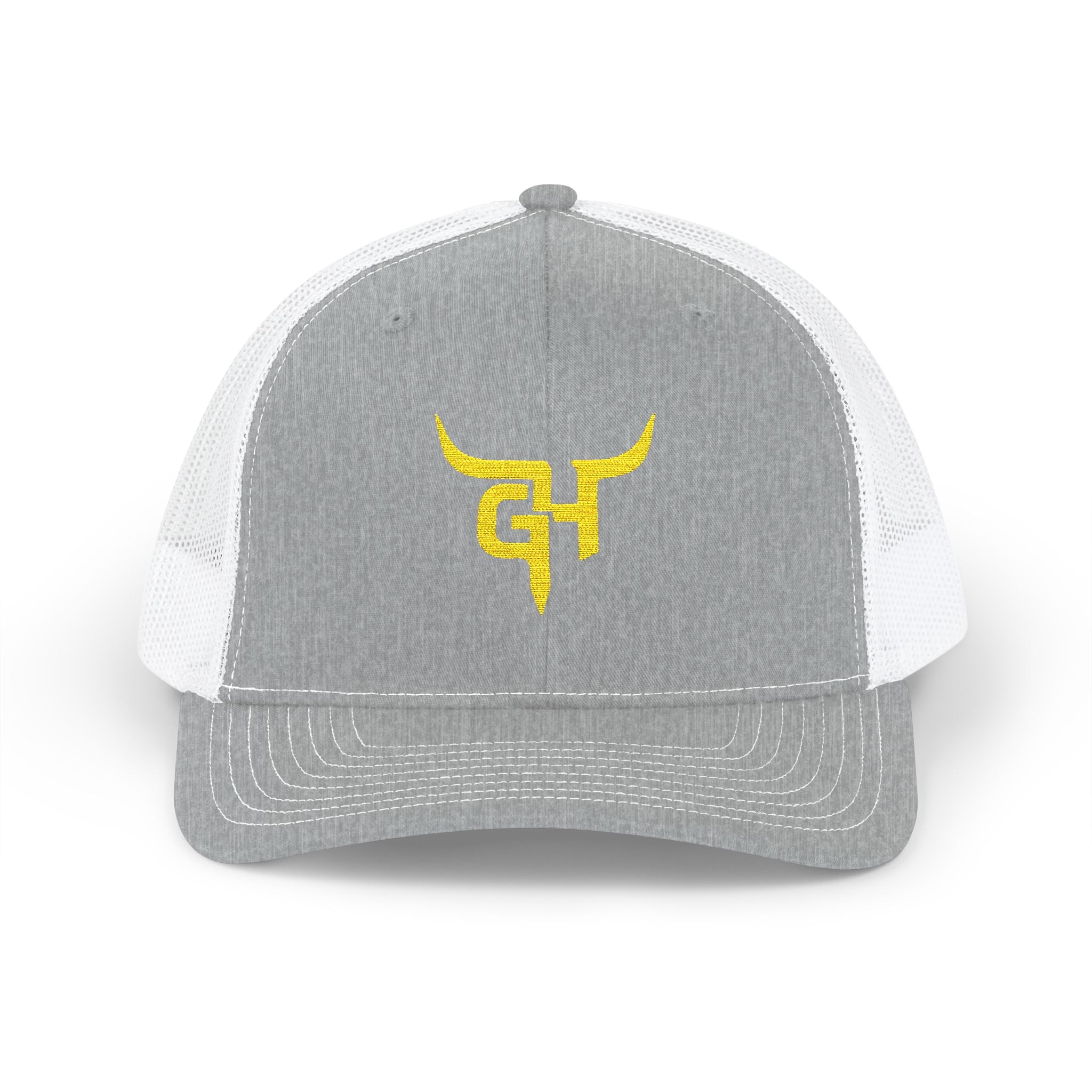 Yellow Longhorn Logo Snapback Trucker Cap | Embroidered Mesh Hat