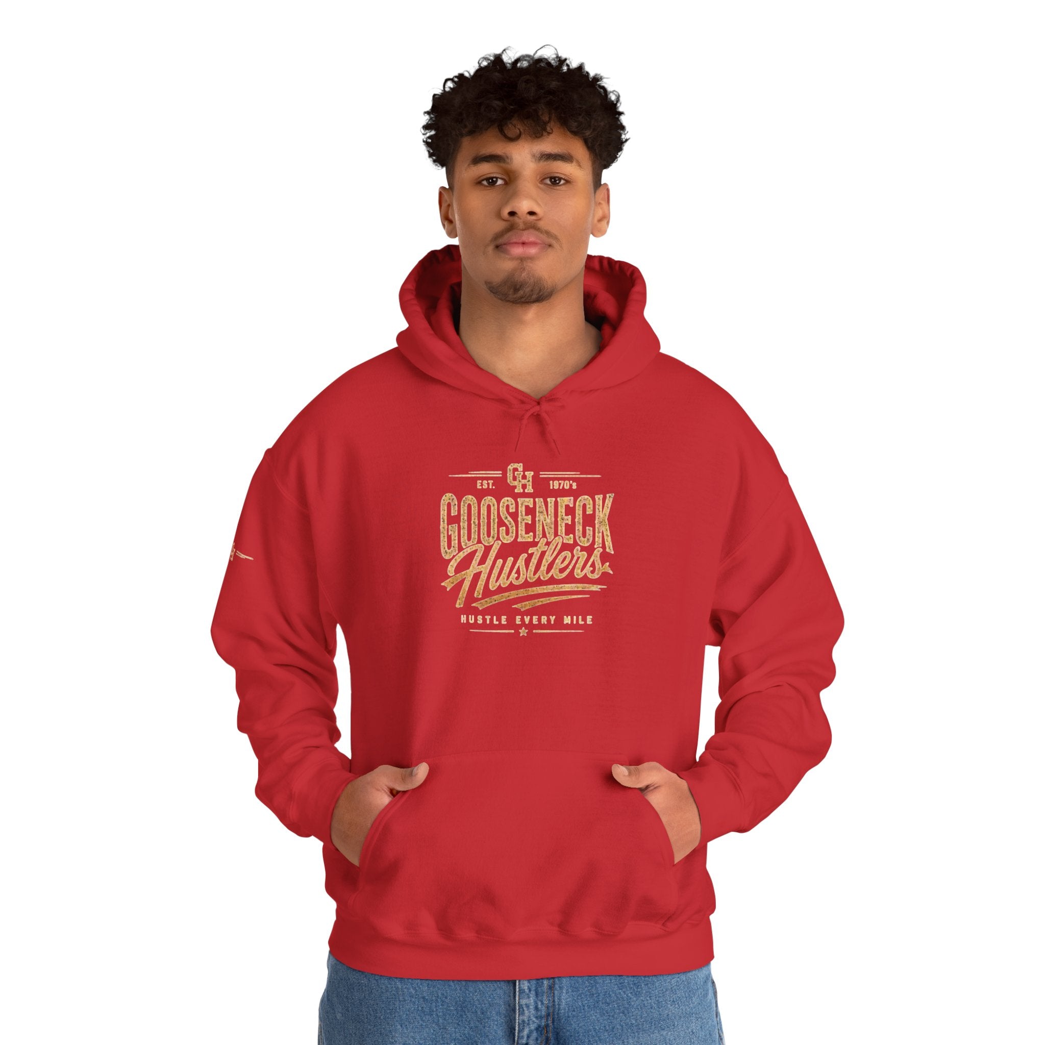 Gooseneck Hustlers Script Logo Hoodie | White Pullover Sweatshirt