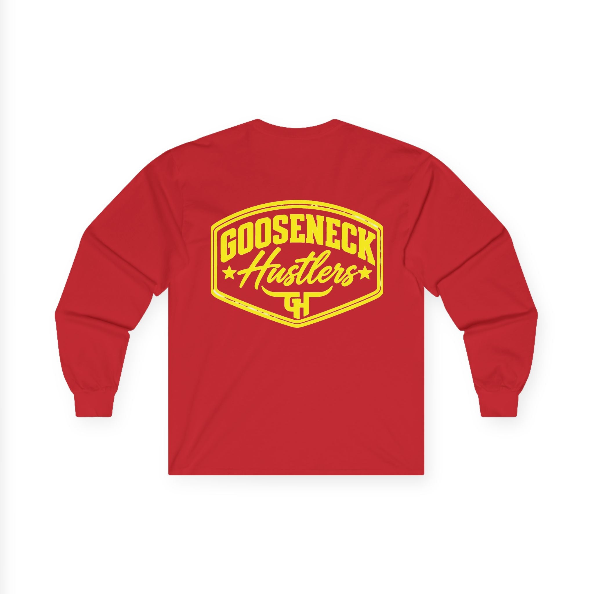 Gooseneck Hustlers logo Long Sleeve Tee | Western ranchy trucker design