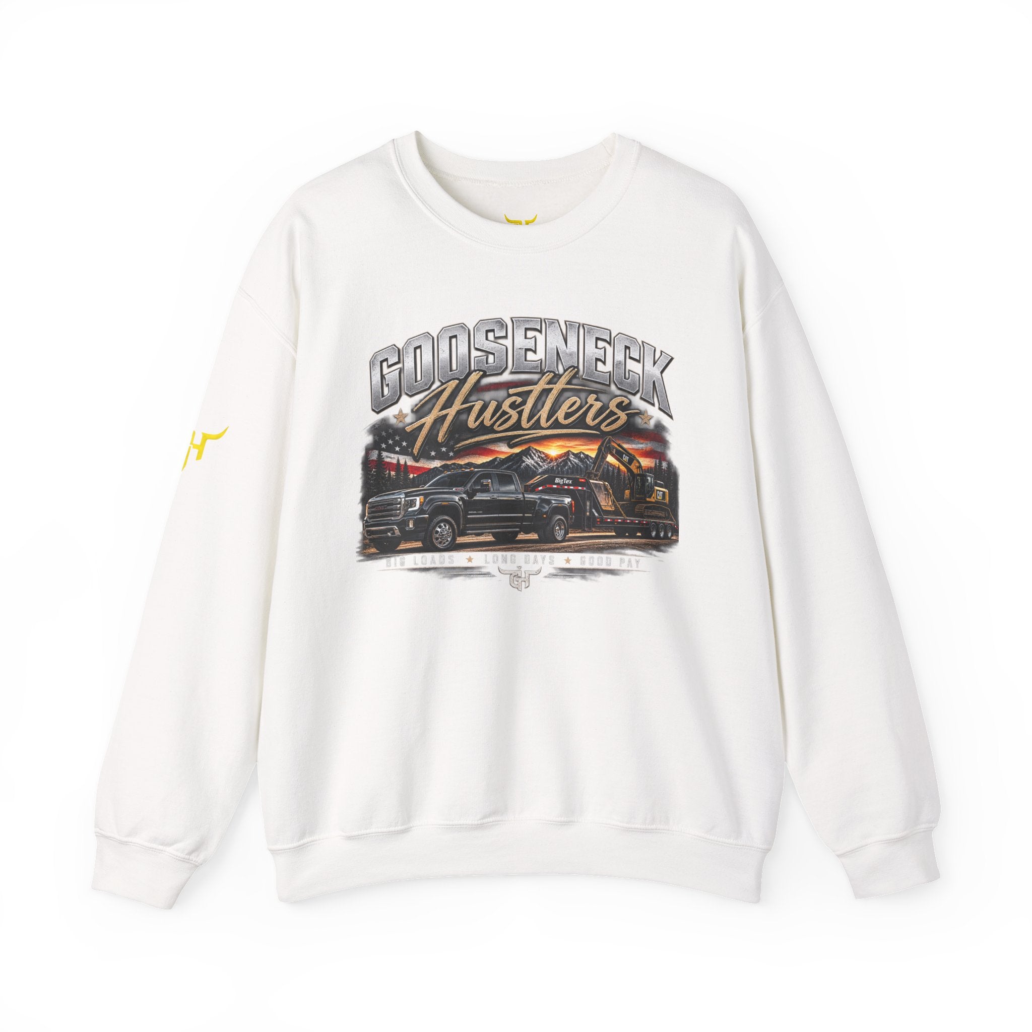 Goosenekk Hustlers Crewneck Sweatshirt | Vintage Car Street Scene, White