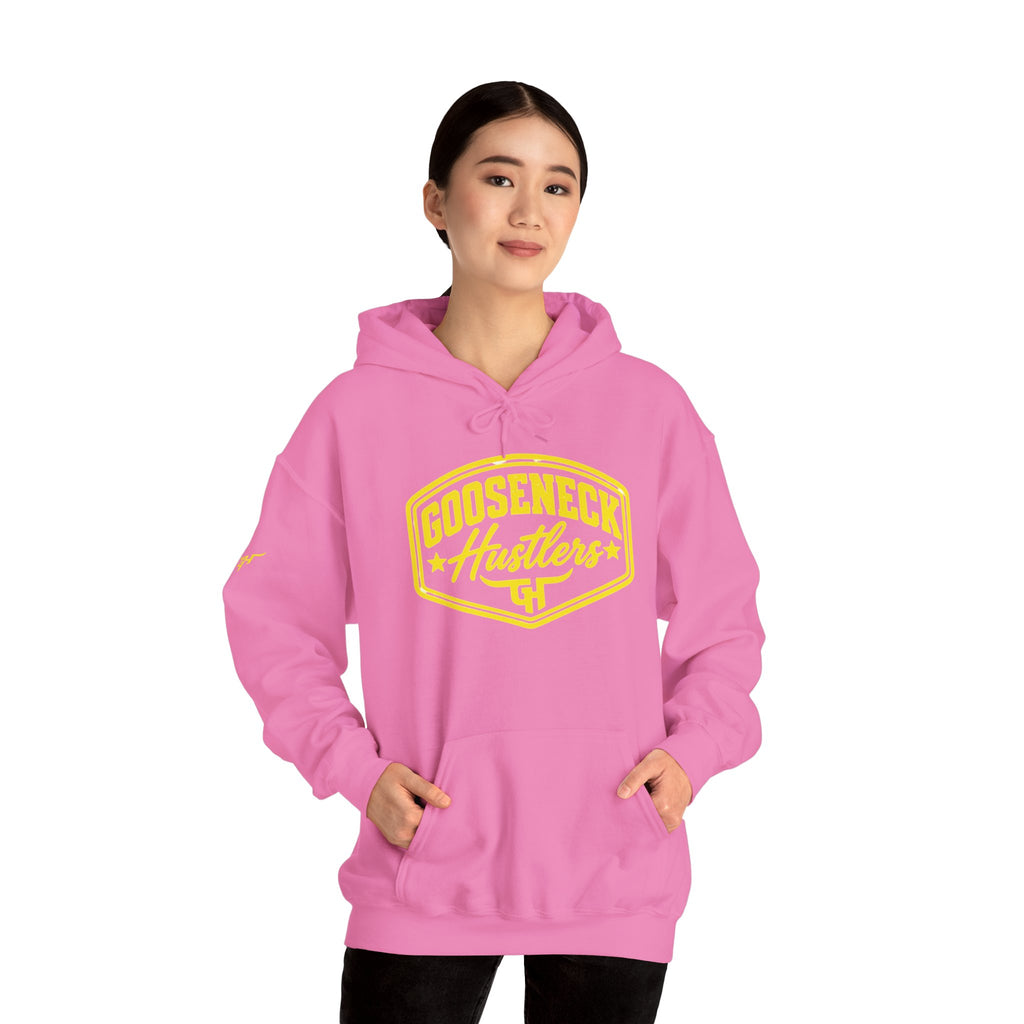 Gooseneck Hustlers Script Logo Hoodie | White Pullover Sweatshirt