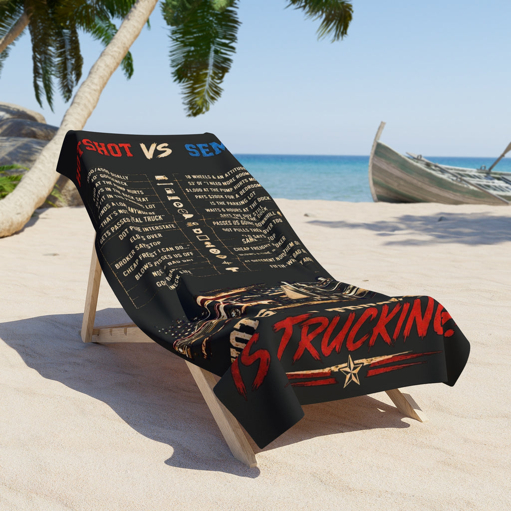 Trucker Rules Beach Towel – "Hotshot vs Semi" Trucking Design