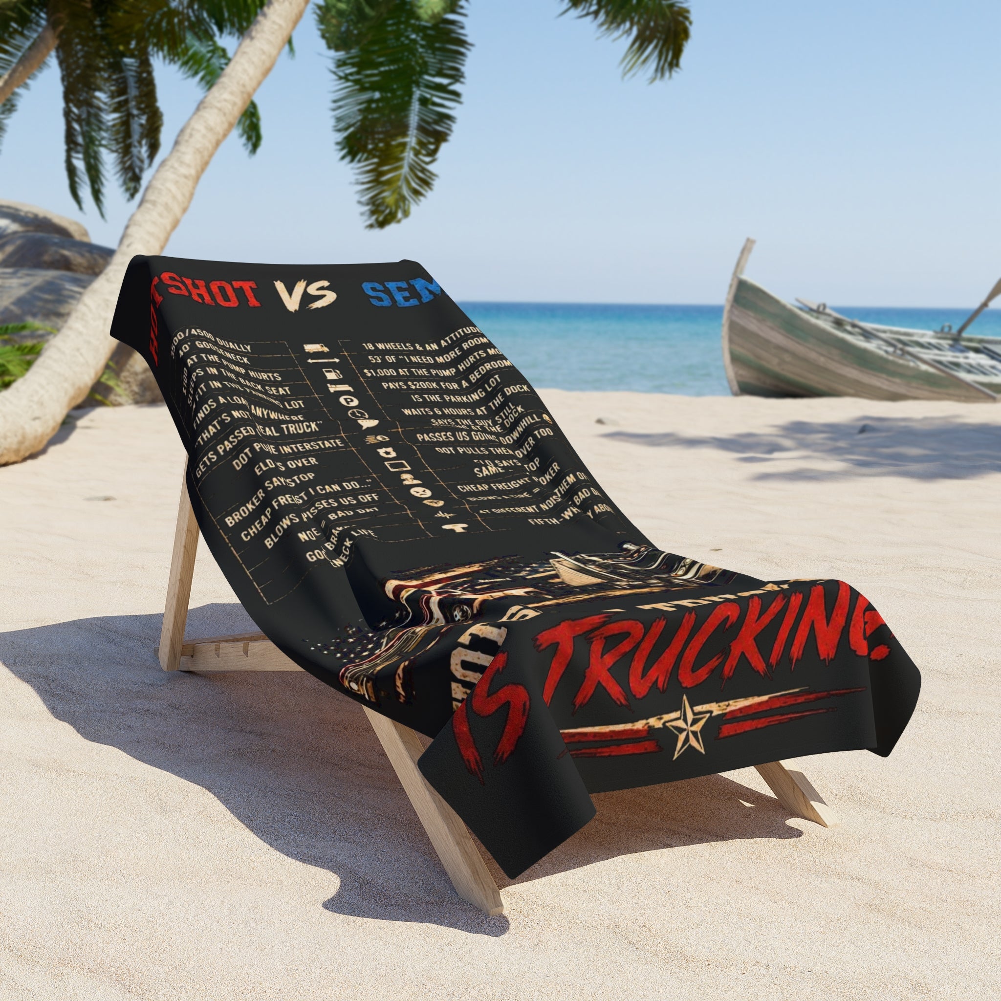 Trucker Rules Beach Towel – "Hotshot vs Semi" Trucking Design