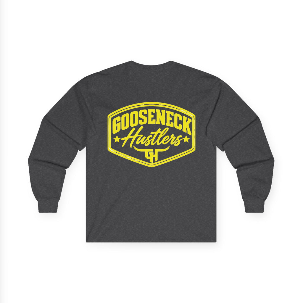 Gooseneck Hustlers logo Long Sleeve Tee | Western ranchy trucker design