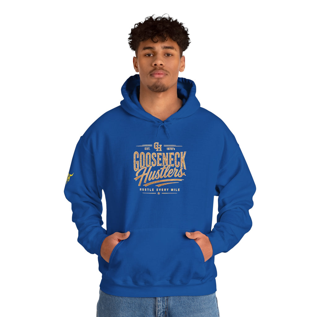 Gooseneck Hustlers Script Logo Hoodie | White Pullover Sweatshirt