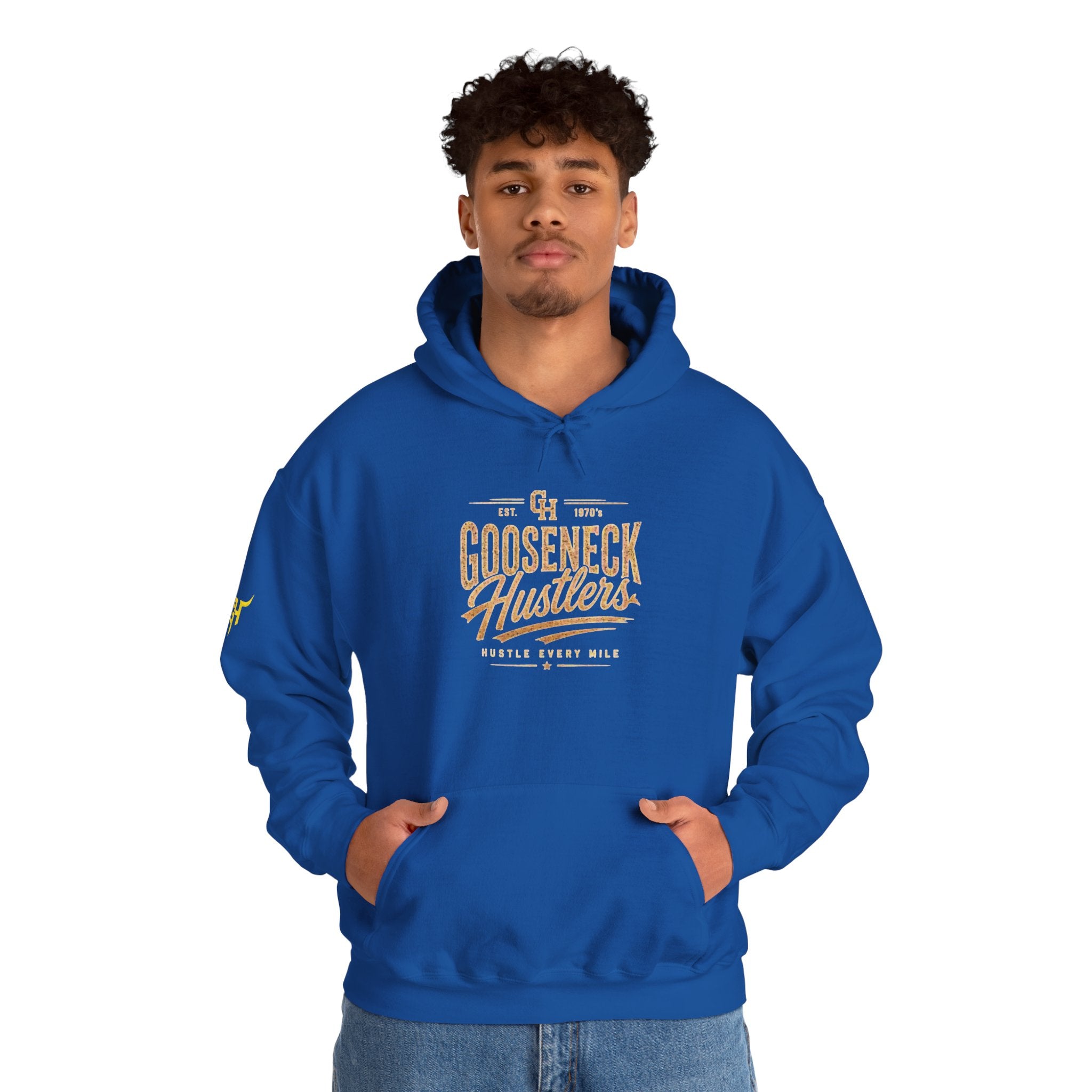 Gooseneck Hustlers Script Logo Hoodie | White Pullover Sweatshirt