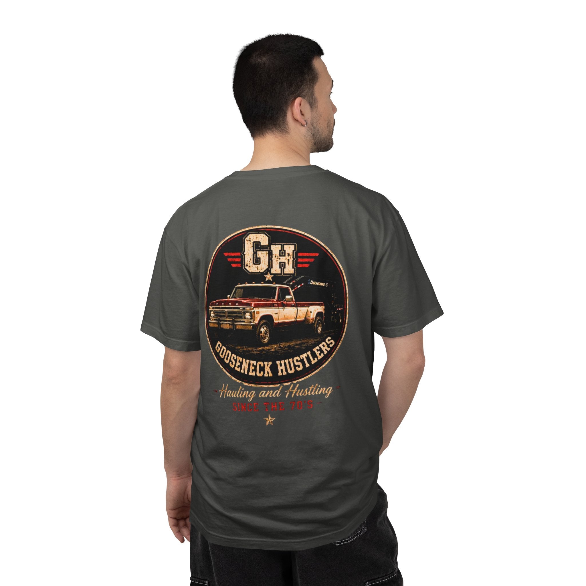 Vintage Pickup Truck T-Shirt — "Godseneck Hustlers" Retro Workwear Tee