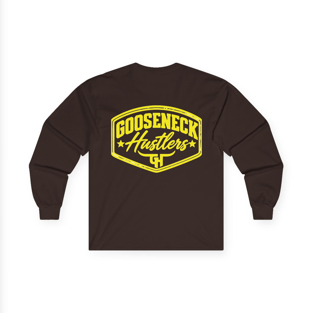 Gooseneck Hustlers logo Long Sleeve Tee | Western ranchy trucker design