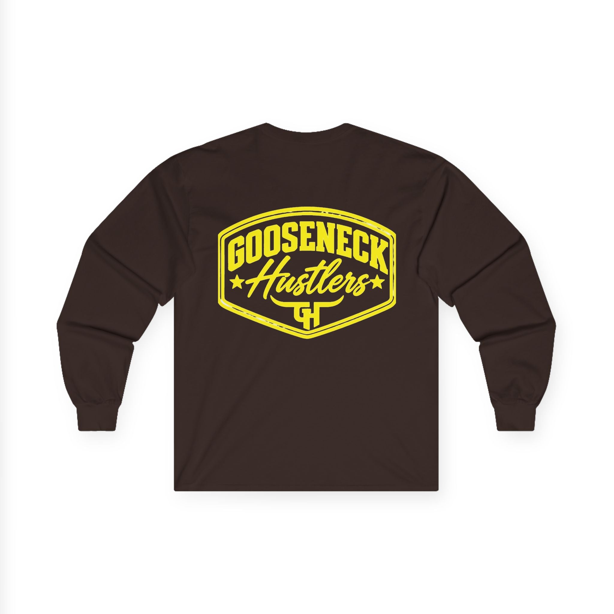 Gooseneck Hustlers logo Long Sleeve Tee | Western ranchy trucker design