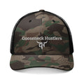 Gooseneck Hustlers logo Camouflage Trucker Hat | Embroidered Mesh Cap