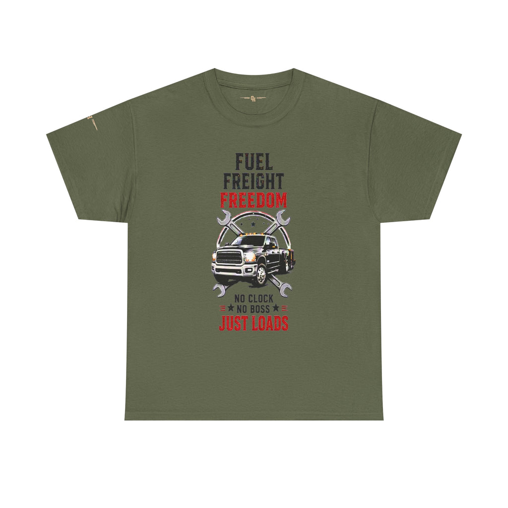 Fuel Freight Freedom trucker graphic tee | No Clock No Boss Just Loads