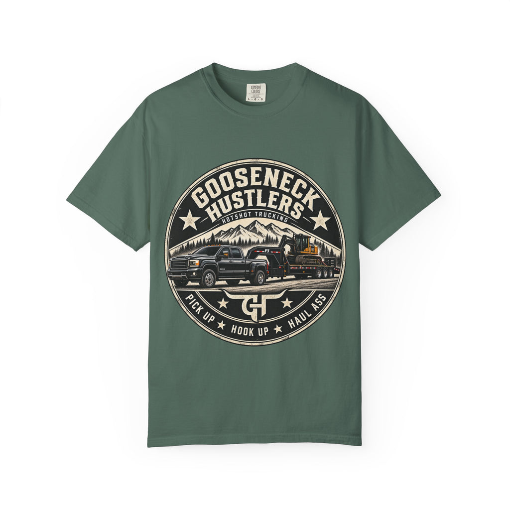 Gooseneck Hustlers Pickup Truck T-Shirt | Mountain Tow Haul Graphic