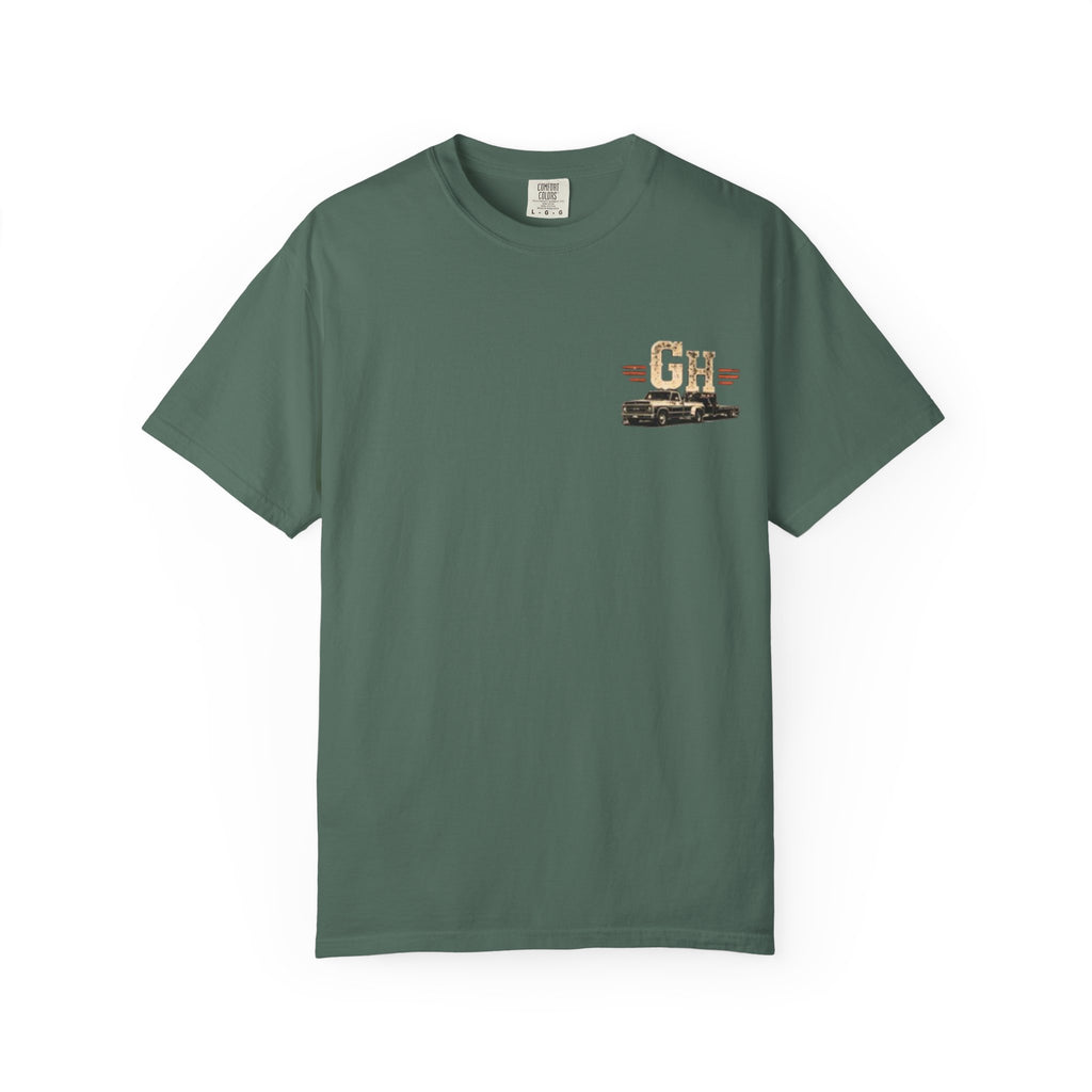 Vintage Pickup Truck T-Shirt — "Godseneck Hustlers" Retro Workwear Tee