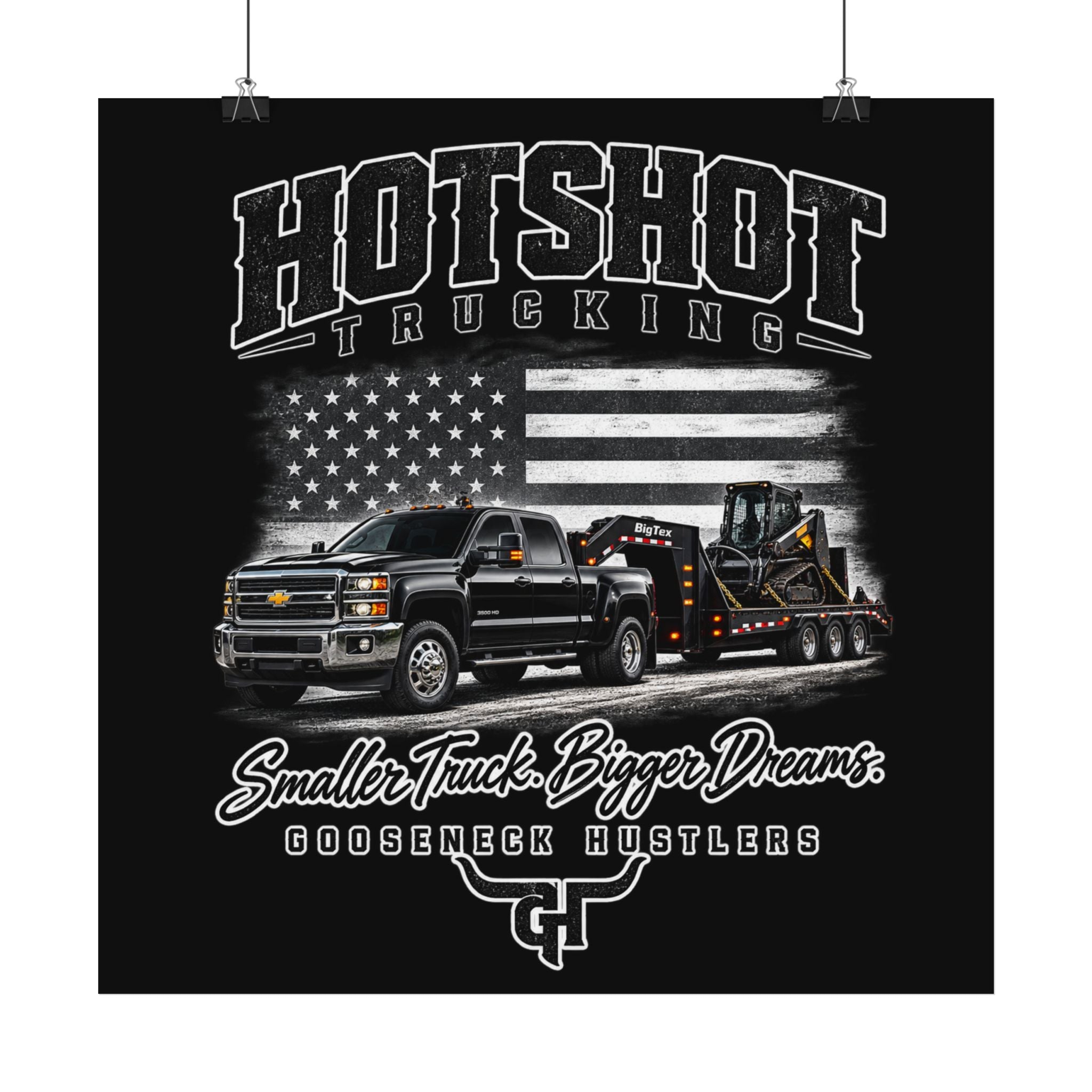 Hotshot Trucking Satin Poster | Gooseneck Tow Truck, American Flag